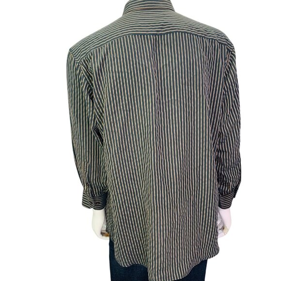 Bugatchi Uomo Mens Classic Fit Shirt Modal Blend Striped Black Size XXL 2XL - Picture 6 of 12